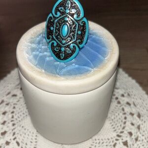 Turquoise and Black Statement Ring